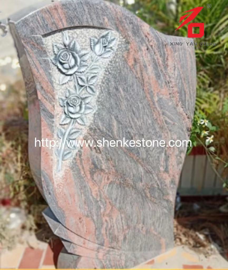 Brasil Red Dragon Granite Escalhou as lápides de rosas para venda
