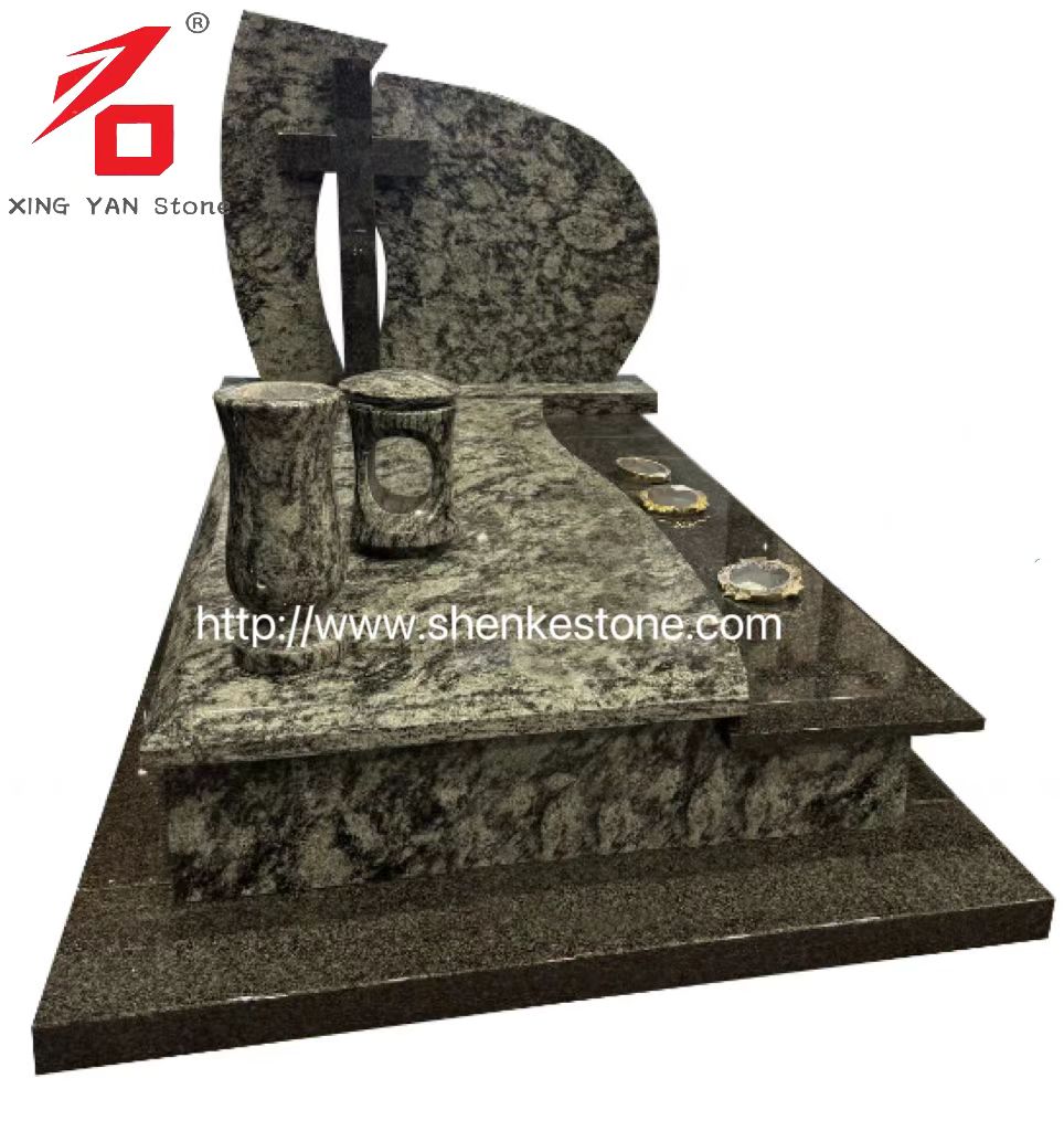 Monumento Funeral de Granito Verde Olive Chinese (com Vaso)