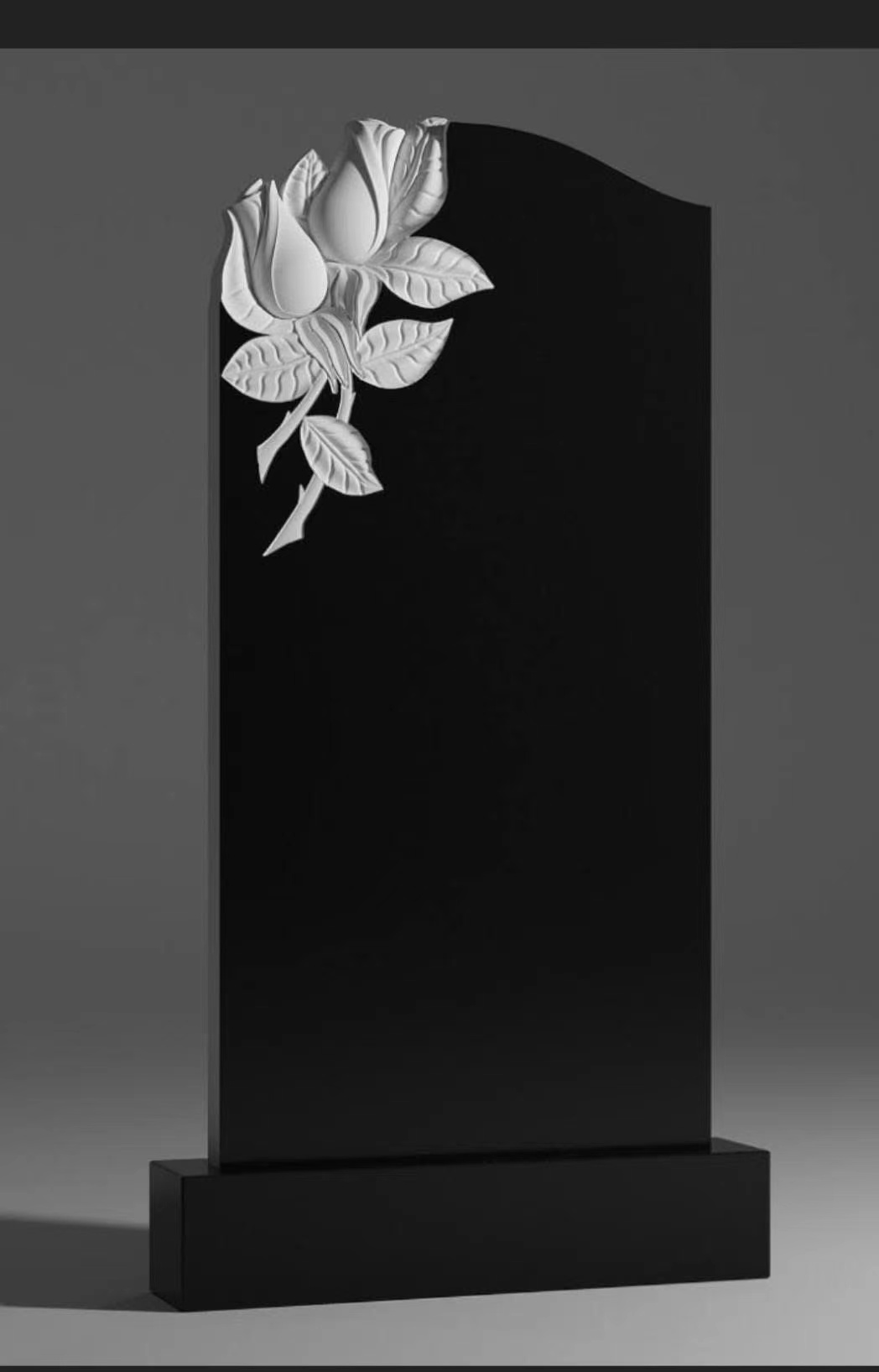 Estilo russo chinês Xingyan Russo Rose Relief Black Granite Tombstone