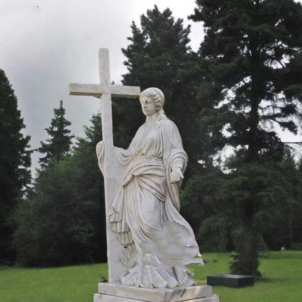 Escultura de lápide em cruz religiosa em mármore de Xingyan