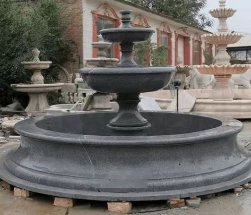 Fonte de água de mármore de estilo europeu de pedra Xingyan esculpida